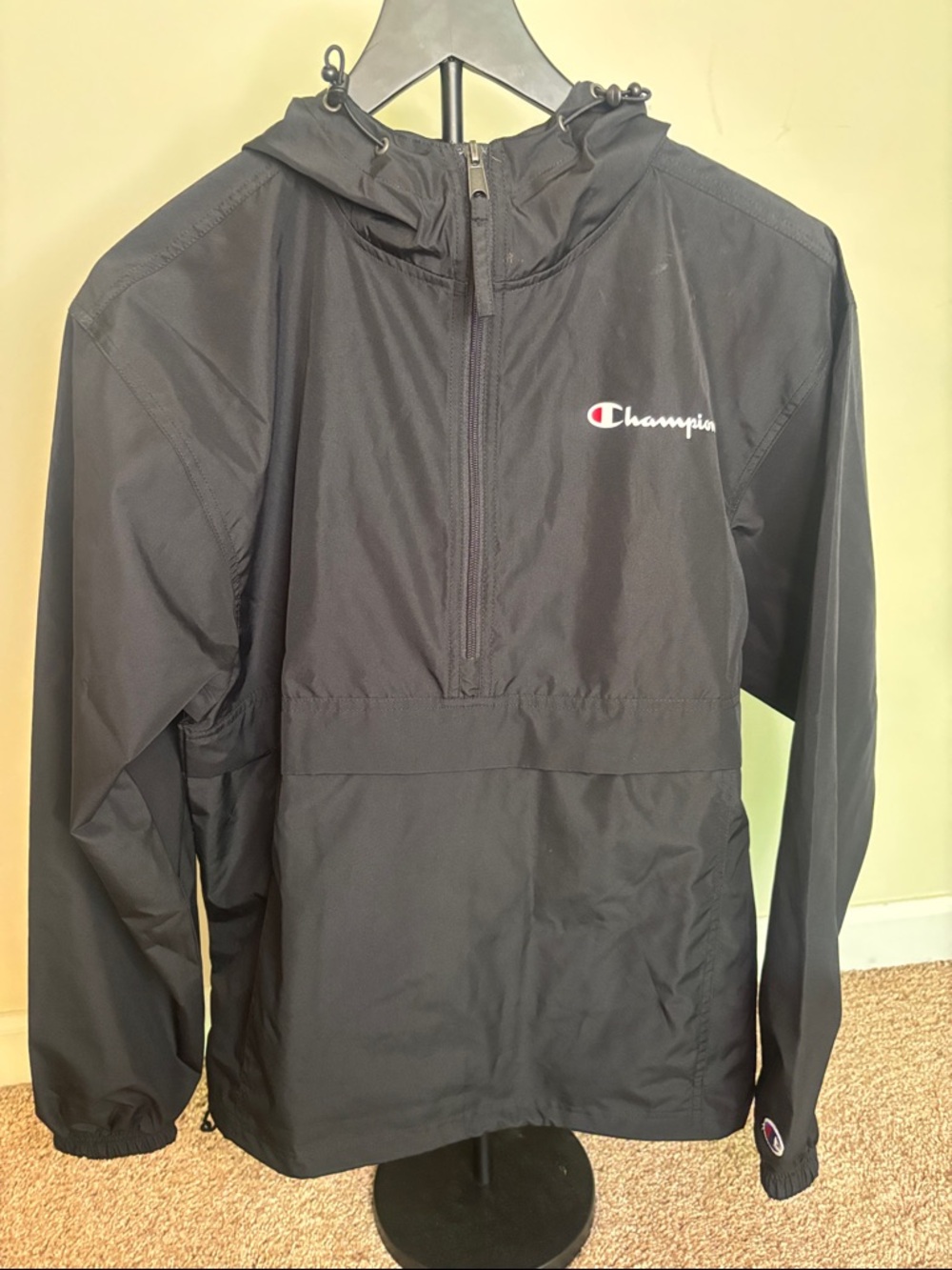 3 for $30 Champion Black Half-Zip Hooded Windbreaker Men’s Size Small